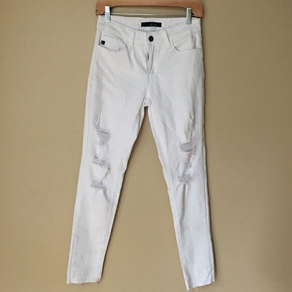 KanCan distressed white skinny crop jeans Size 26 - Picture 2 of 8